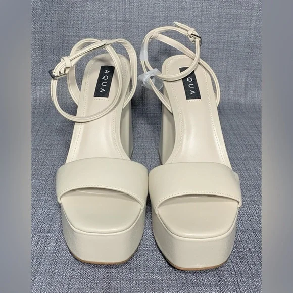 AQUA Cher Ankle Strap Platform High Heel Sandals Ivory Size 9.5 - Picture 3 of 7